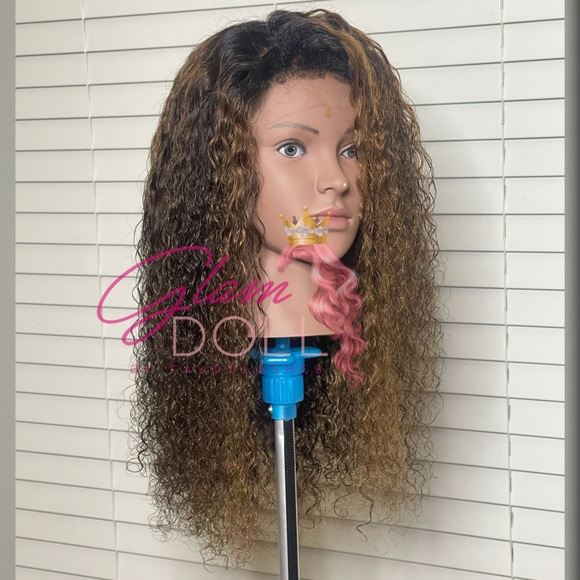18” Highlight Curly virgin Hair Wig